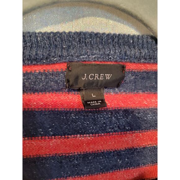 JCREW‎ Large Men's Blue Dark Orange Heathered Slub Cotton Sweater Retro Academia - Picture 3 of 4